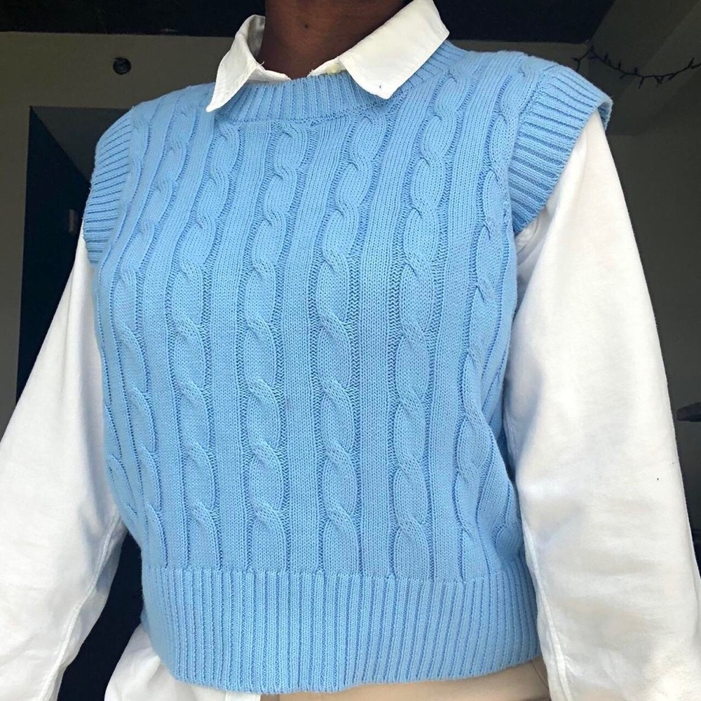 ♡ forever 21 baby blue vest ♡